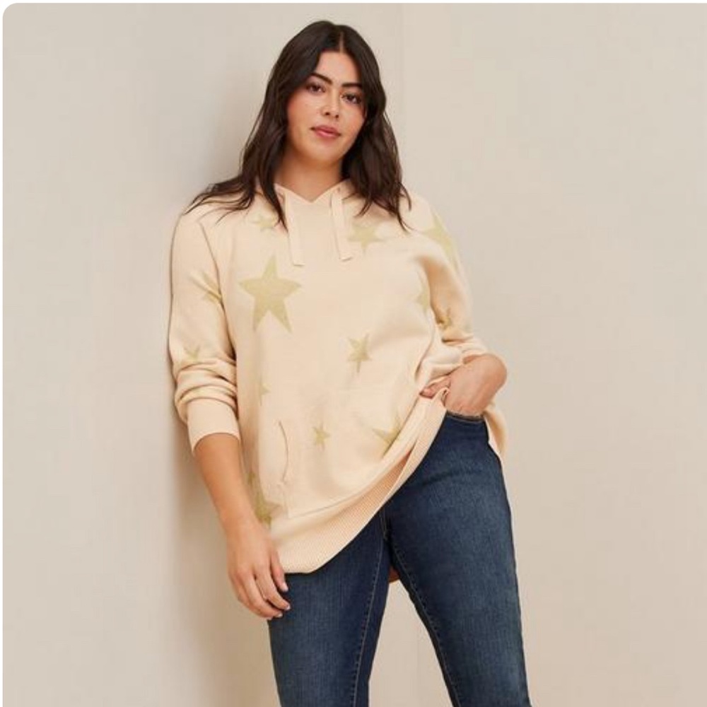Torrid Buttercream Gold Starry Hoodie NEW with Tags! Plus size 1X SO SOFT!